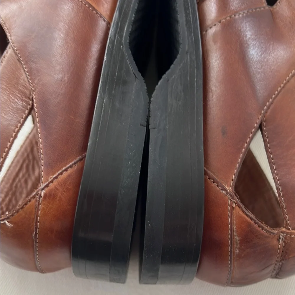 Cole Haan Slip On Sandals Men's Size 10.5 M Brown Leather Fisherman Huarache - Picture 13 of 13